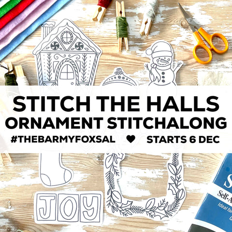 Stitch the Halls Felt Ornament Project Stitchalong, Live Video Tutorials on Instagram