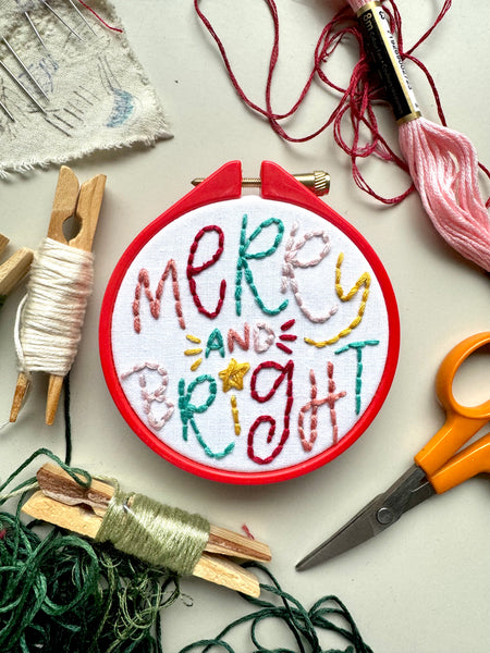 Merry and Bright 3 inch Embroidery KIT