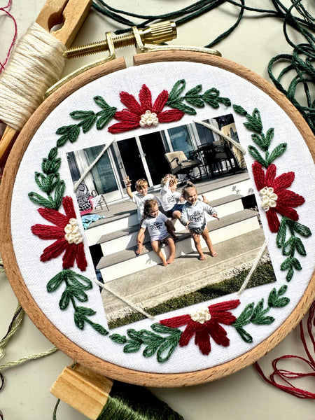 Photo Frame Floral Embroidery Hoop PDF Pattern
