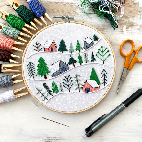 Winter Wonderland Embroidery Hoop PDF Pattern 6 inch