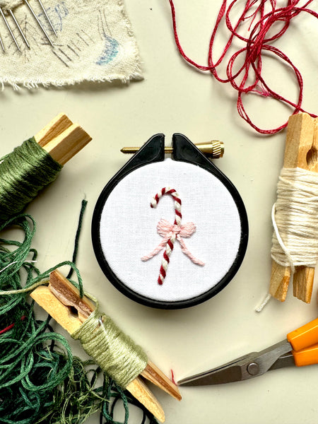 Candy Cane 2 inch Embroidery KIT