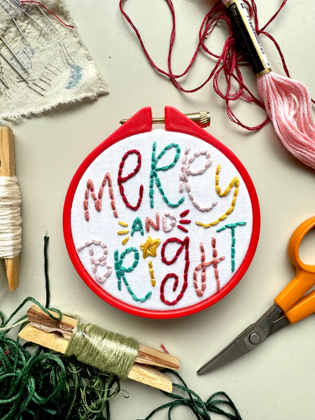 Merry and Bright 3 inch Embroidery KIT