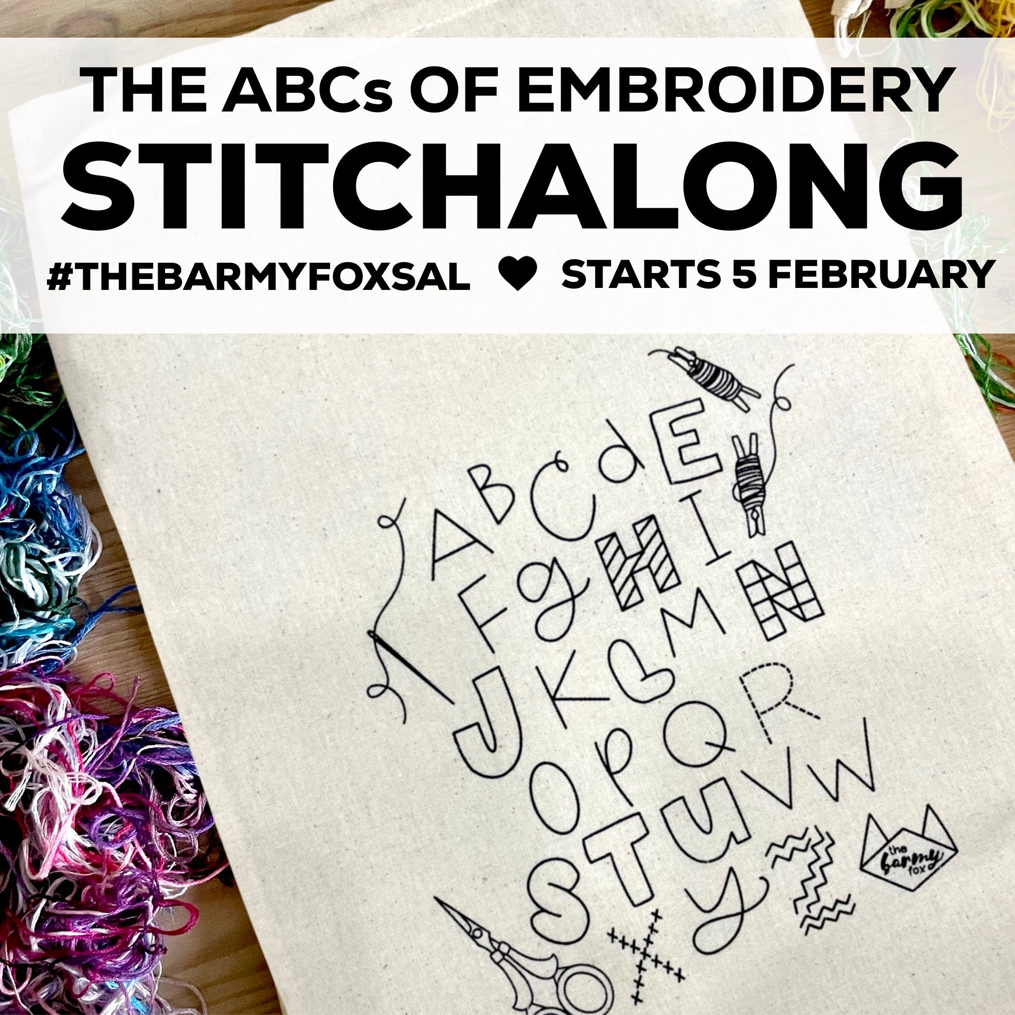 The ABCs of Embroidery Stitchalong, Live Video Tutorials on Instagram