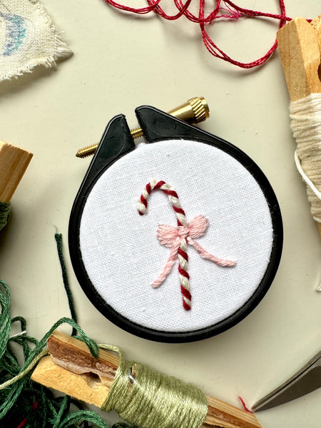 Candy Cane 2 inch Embroidery KIT