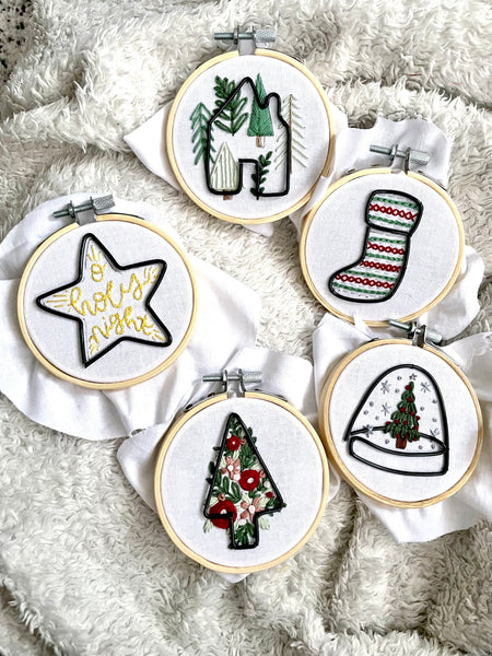 Snowlglobe with wire embellishments 3 inch Embroidery KIT