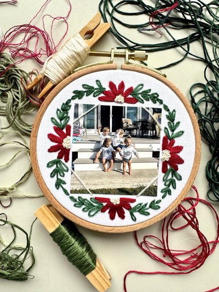 Photo Frame Floral Embroidery Hoop PDF Pattern