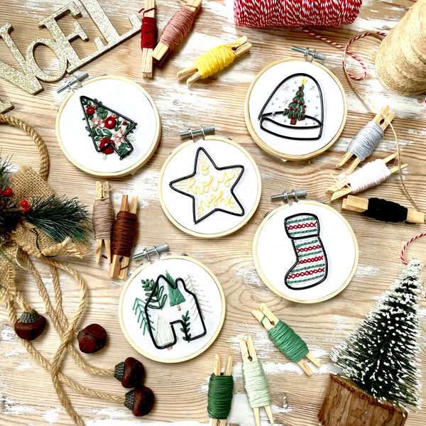 Snowlglobe with wire embellishments 3 inch Embroidery KIT