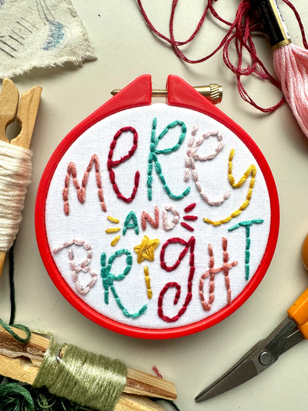 Merry and Bright 3 inch Embroidery KIT