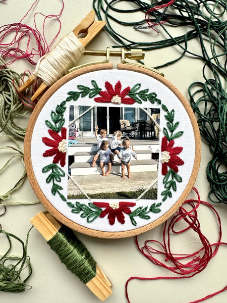 Photo Frame Floral Embroidery Hoop PDF Pattern