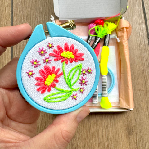 The Neon Florals 3 inch Embroidery Kit