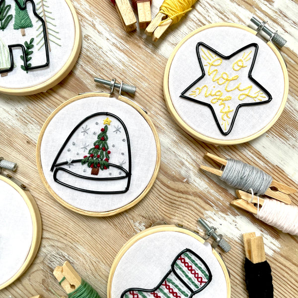 Snowlglobe with wire embellishments 3 inch Embroidery KIT