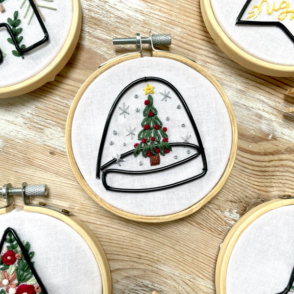 Snowlglobe with wire embellishments 3 inch Embroidery KIT