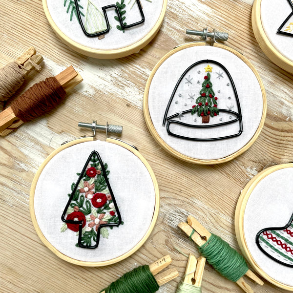Snowlglobe with wire embellishments 3 inch Embroidery KIT