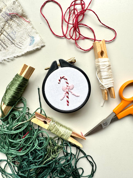 Candy Cane 2 inch Embroidery KIT