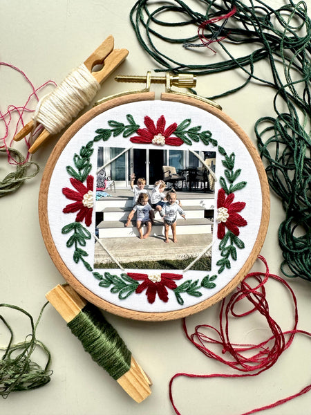 Photo Frame Floral Embroidery Hoop PDF Pattern