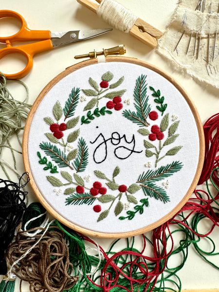 JOY Wreath 5 inch Embroidery Kit