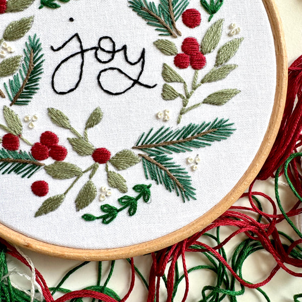 JOY Wreath 5 inch Embroidery Kit
