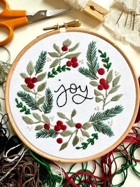 JOY Wreath 5 inch Embroidery Kit