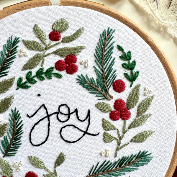 JOY Wreath 5 inch Embroidery Kit