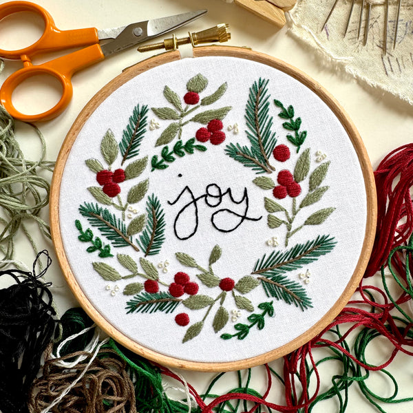 JOY Wreath 5 inch Embroidery Kit