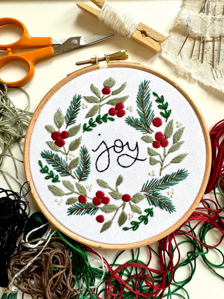 JOY Wreath 5 inch Embroidery Kit
