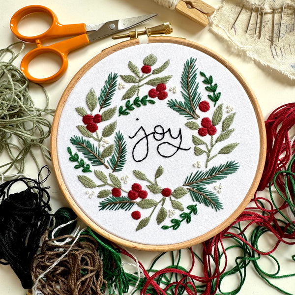 JOY Wreath 5 inch Embroidery Kit