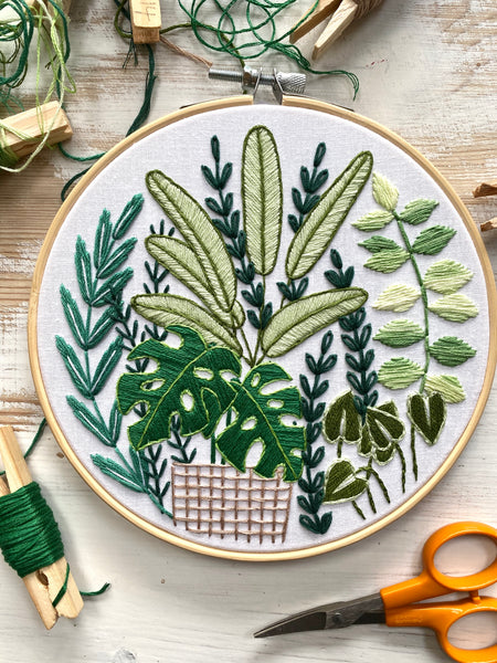 Green Plants Embroidery Hoop PDF Pattern
