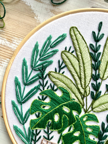 Green Plants Embroidery Hoop PDF Pattern