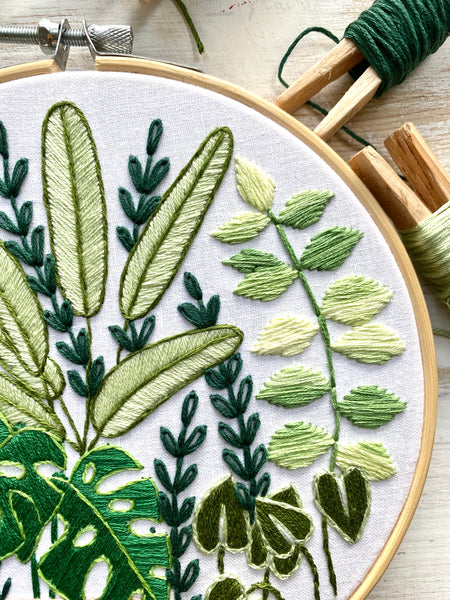 Green Plants Embroidery Hoop PDF Pattern