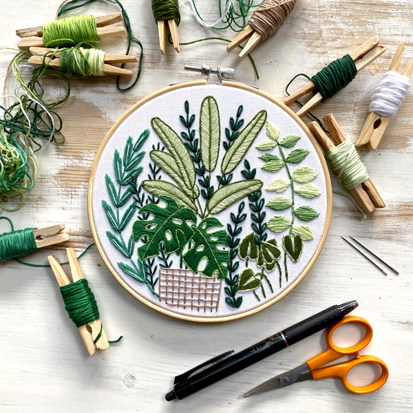 Green Plants Embroidery Hoop PDF Pattern