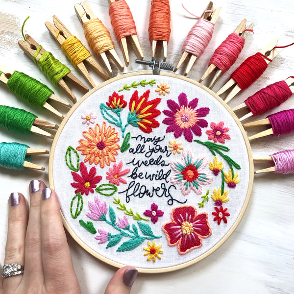Weeds to Wildflowers Embroidery Hoop PDF Pattern