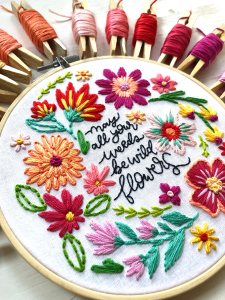 Weeds to Wildflowers Embroidery Hoop PDF Pattern