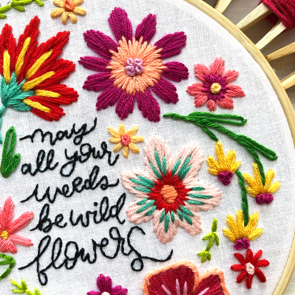 Weeds to Wildflowers Embroidery Hoop PDF Pattern