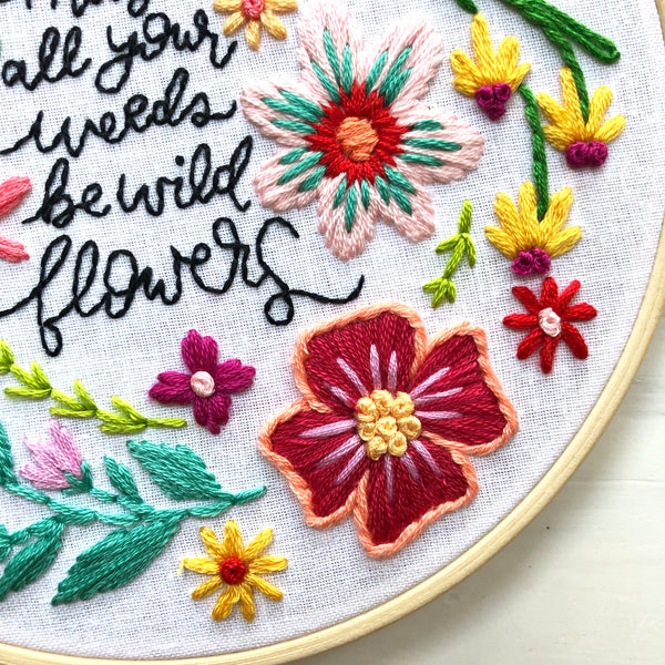 Weeds to Wildflowers Embroidery Hoop PDF Pattern