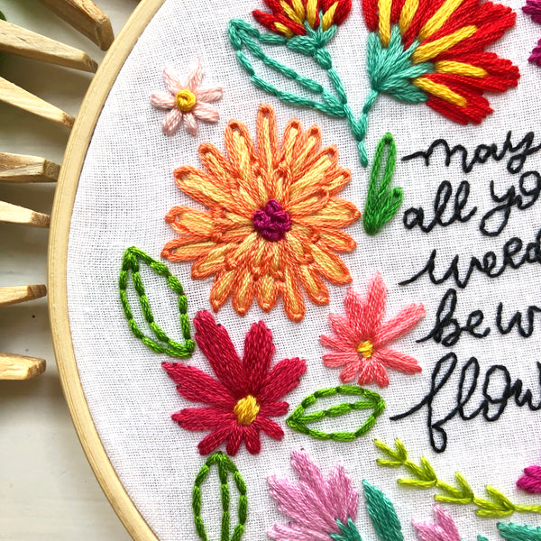 Weeds to Wildflowers Embroidery Hoop PDF Pattern