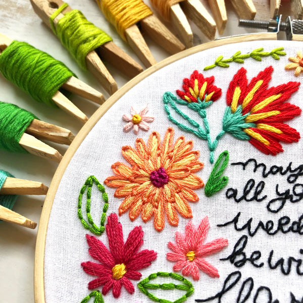 Weeds to Wildflowers Embroidery Hoop PDF Pattern