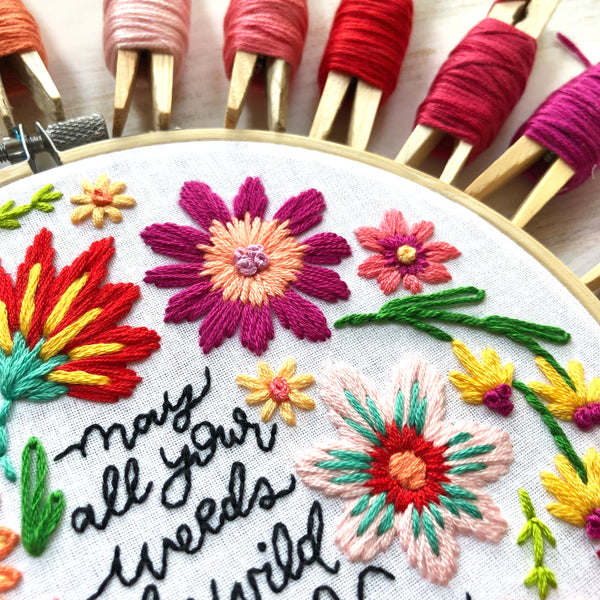 Weeds to Wildflowers Embroidery Hoop PDF Pattern