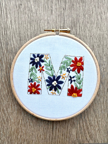 Floral Letters Advent Calendar 2024 Embroidery PDF Pattern