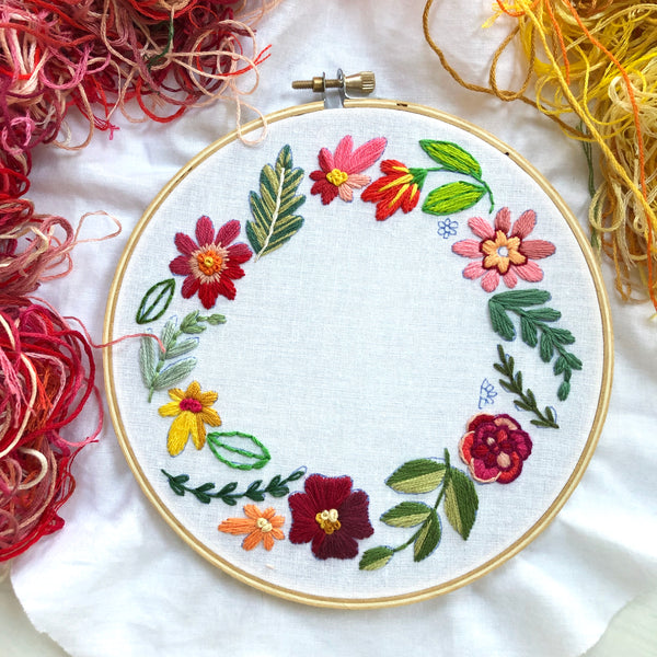 Scrappy Wreath 6 inch Embroidery Kit
