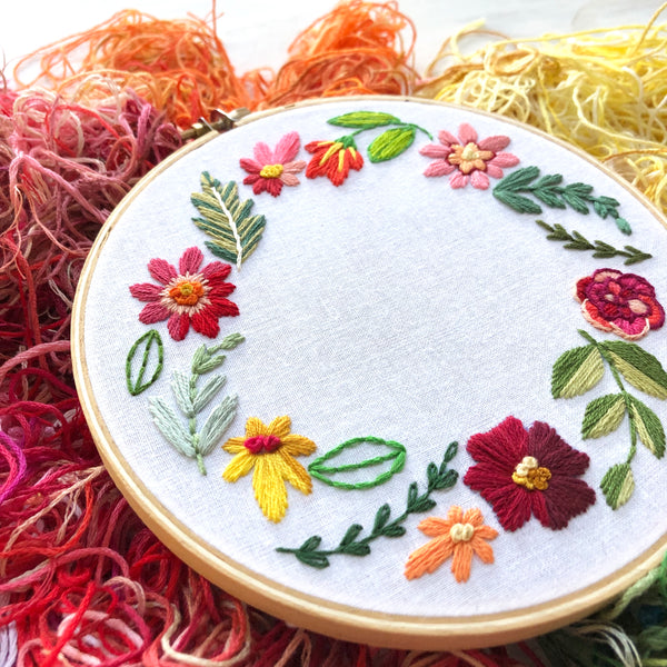 Scrappy Wreath 6 inch Embroidery Kit