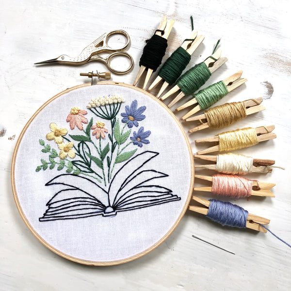 Book of Flowers Embroidery Hoop PDF Pattern 6 inch