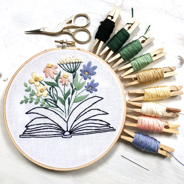 Book of Flowers Embroidery Hoop PDF Pattern 6 inch