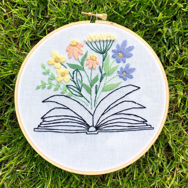 Book of Flowers Embroidery Hoop PDF Pattern 6 inch