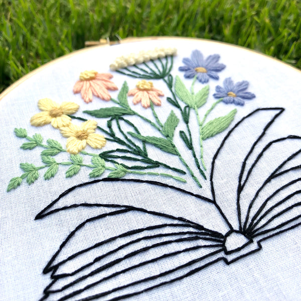 Book of Flowers Embroidery Hoop PDF Pattern 6 inch