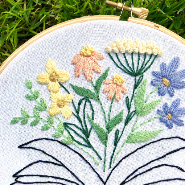 Book of Flowers Embroidery Hoop PDF Pattern 6 inch